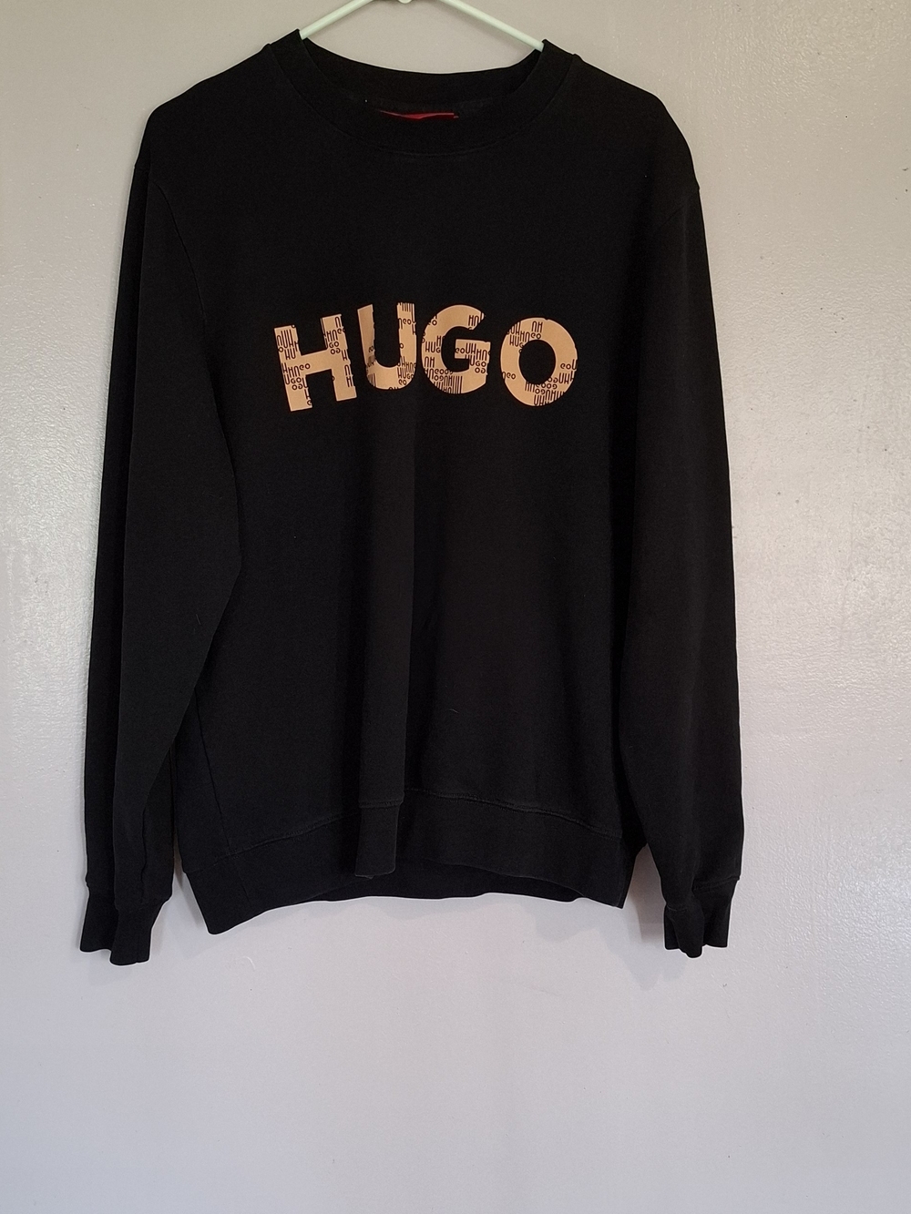 HUGO Men's Black Logo Crew Neck Pullover Sweatshirt Long Sleeve Size M